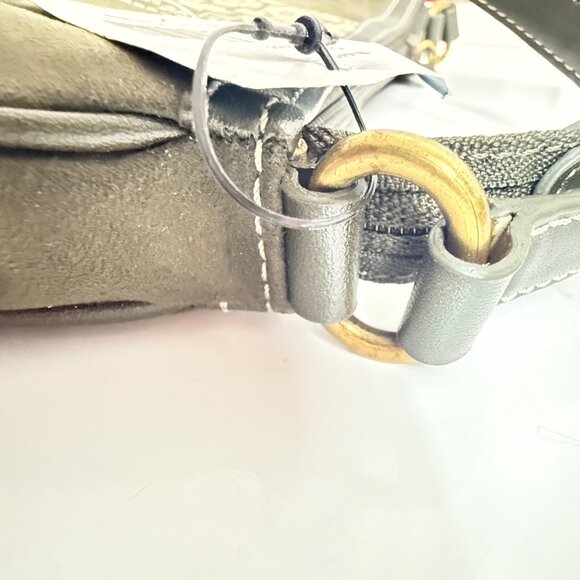 Nine West Y2K Mini Shoulder Bag Green Suede Leather Accent NWT - Picture 9 of 13